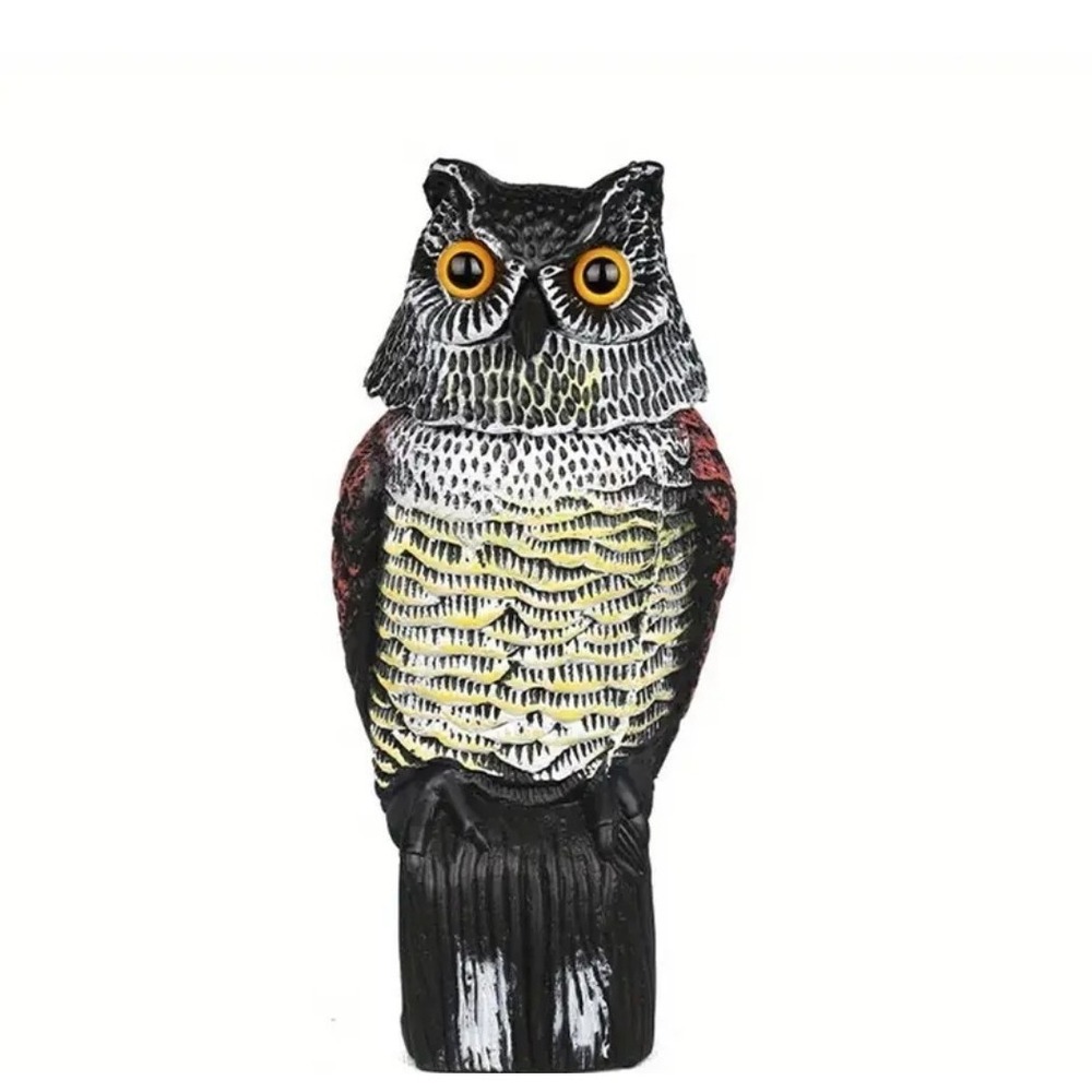 Plastic Owl Decoy Bird Control Garden Yard Outdoor‎ with Rotating Head